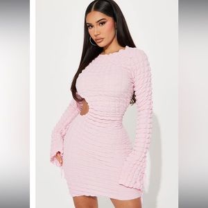 Pink bubble textured dress-Fashion Nova